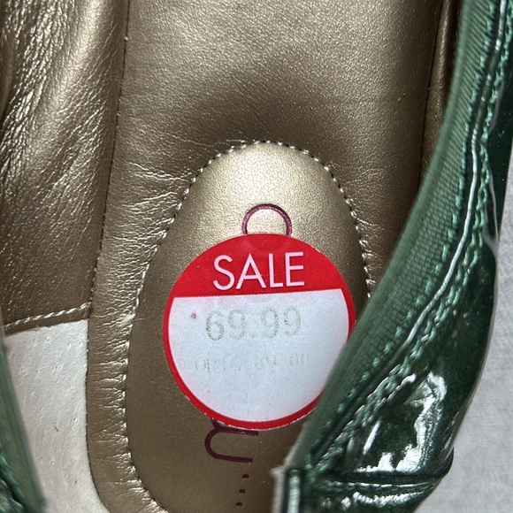 Dark Green Patent Flats with Gold Buckle - Picture 6 of 9